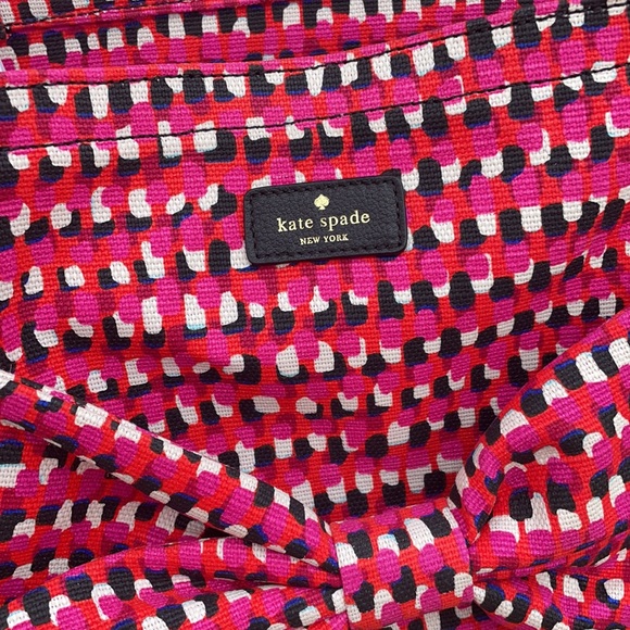 Kate Spade pink & red large bow fabric tote - Picture 4 of 11